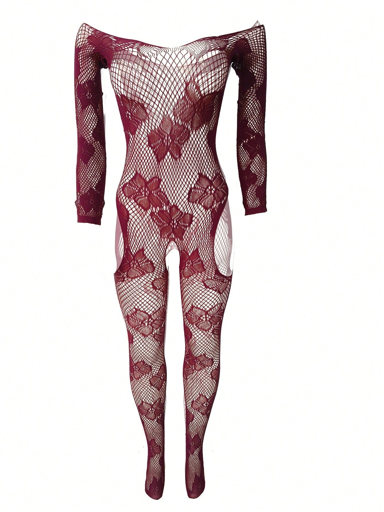 Off-Shoulder Long Sleeve Hollow-Out Sexy Jumpsuit for Night Out