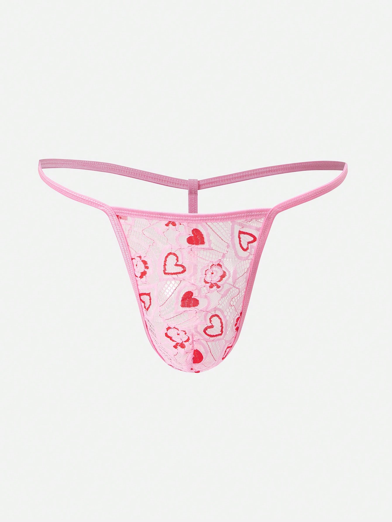 Men’s Casual Shorts With Heart And Floral Print Lace Detail