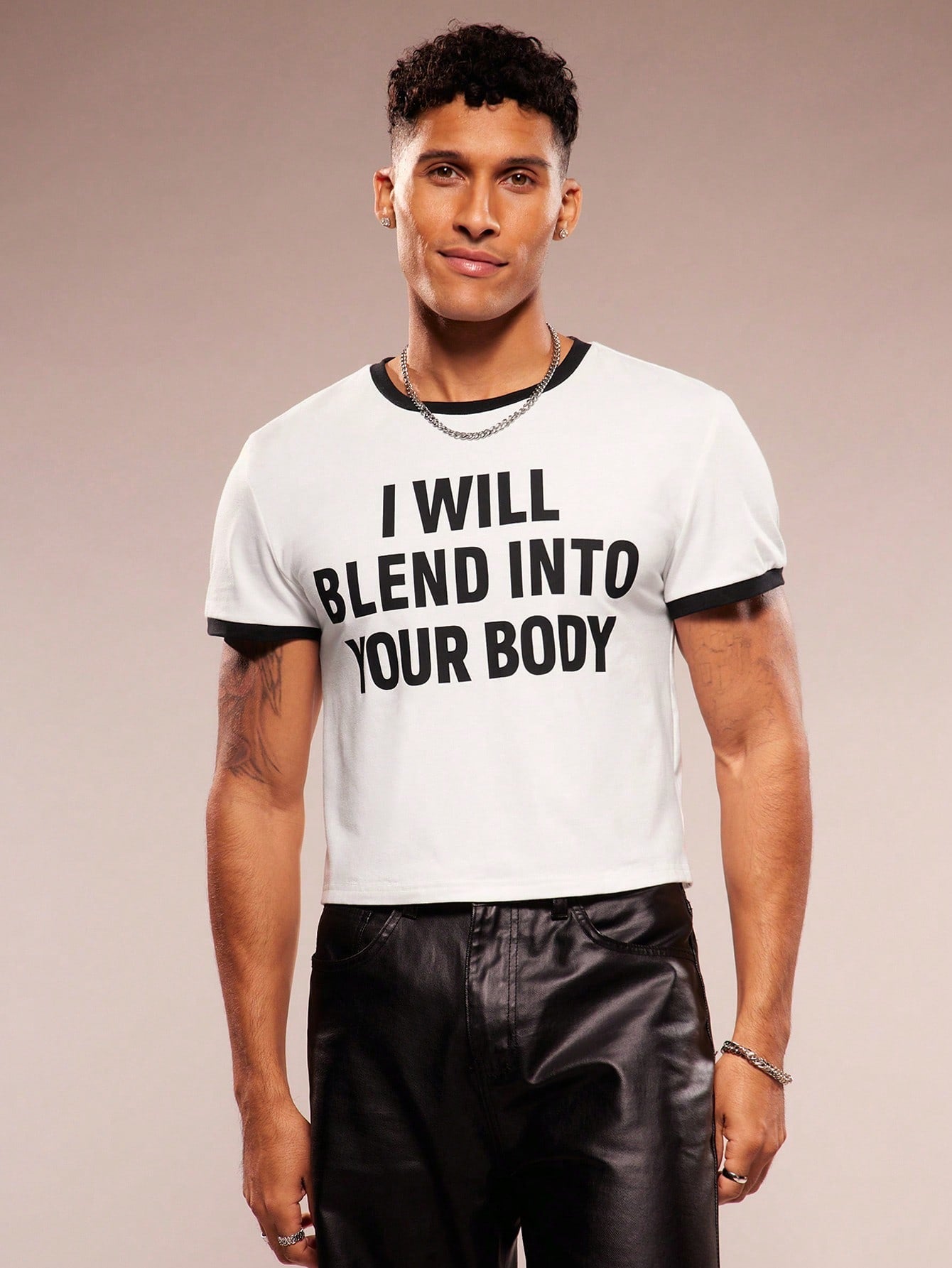 Men's Slogan Print Round Neck Short Sleeve Casual T-Shirt