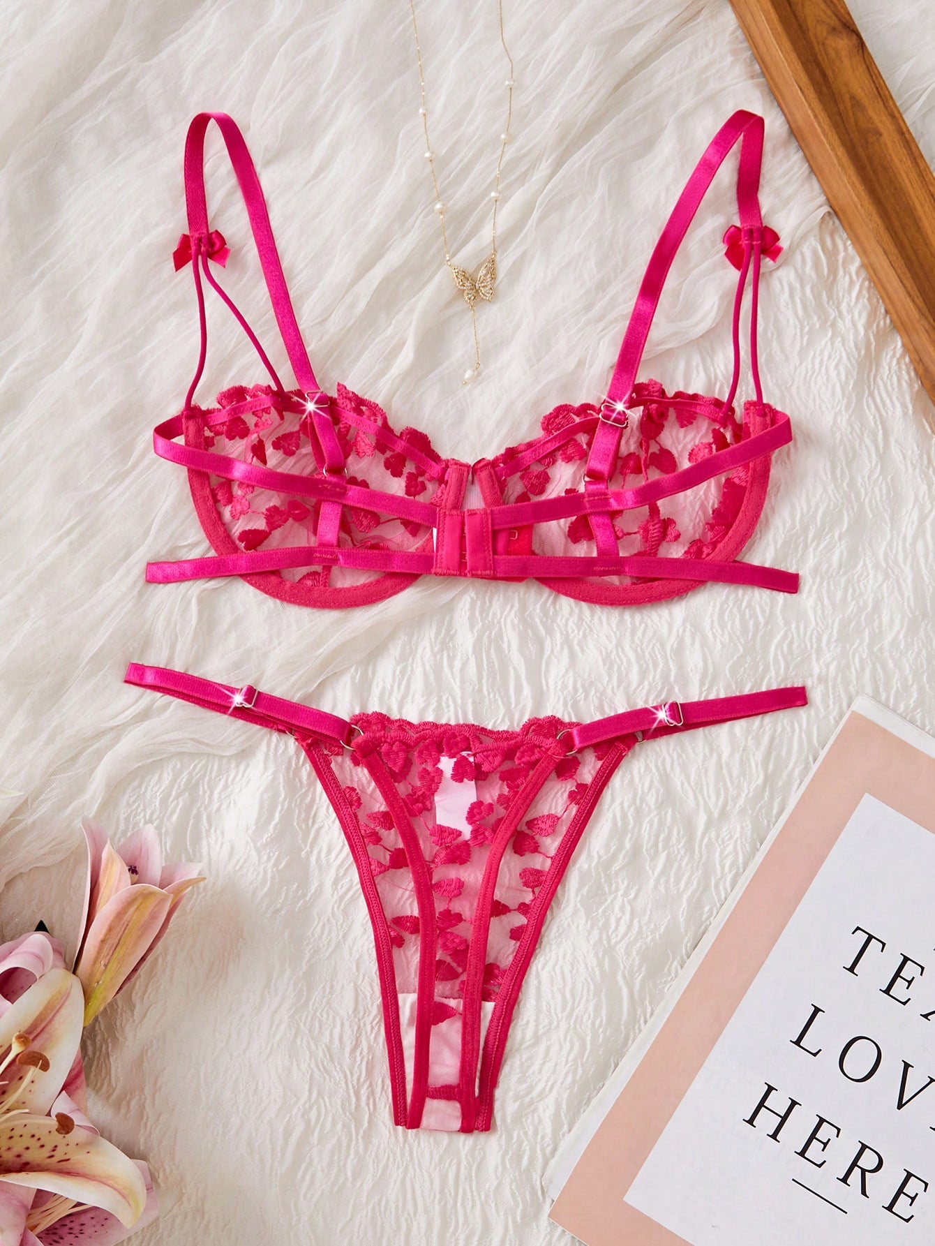 Women’s 2pcs Bow Embroidered Outfit Set