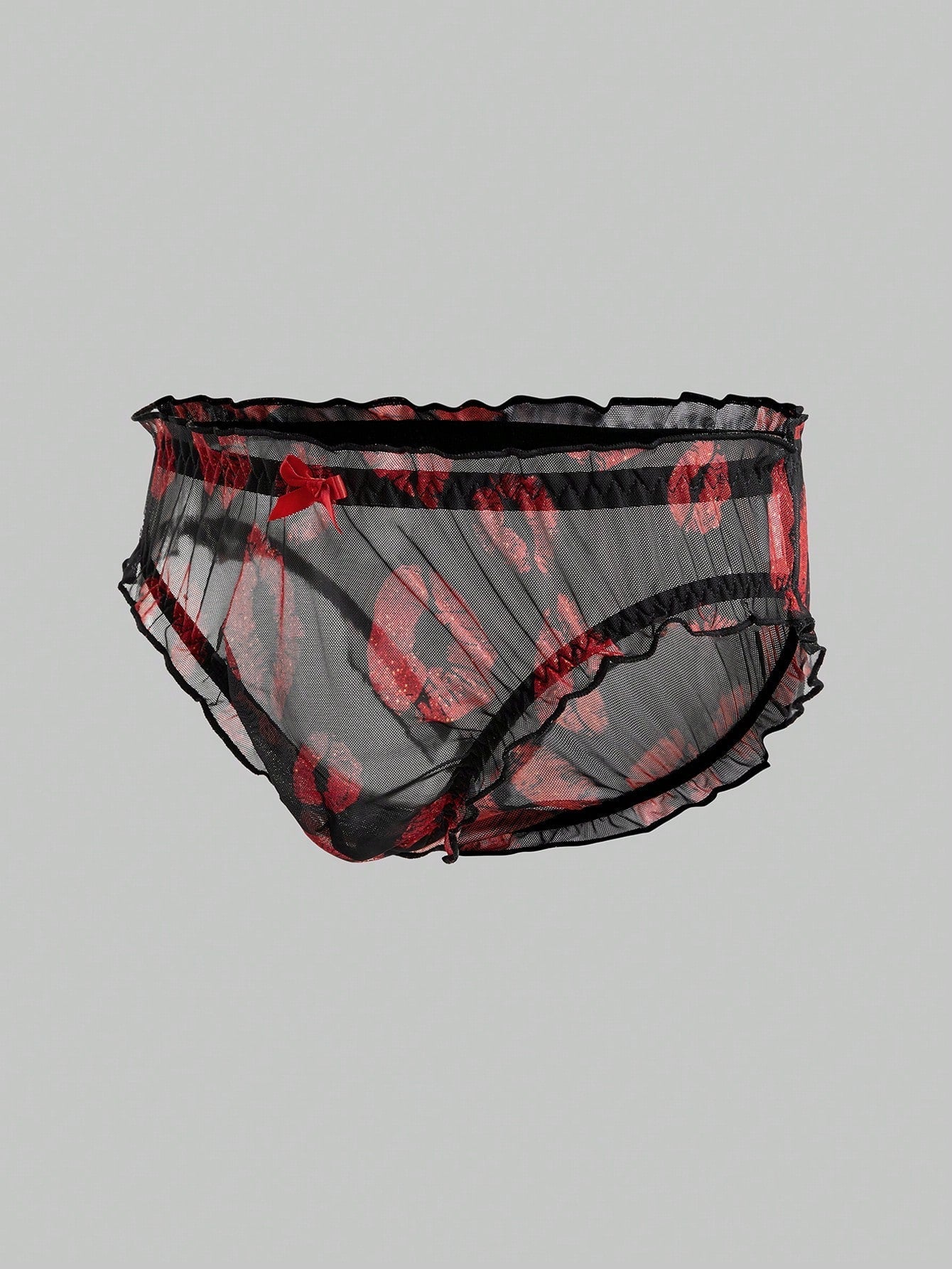 Men's Lip Print Casual Shorts With Soft Breathable Stretch Fabric