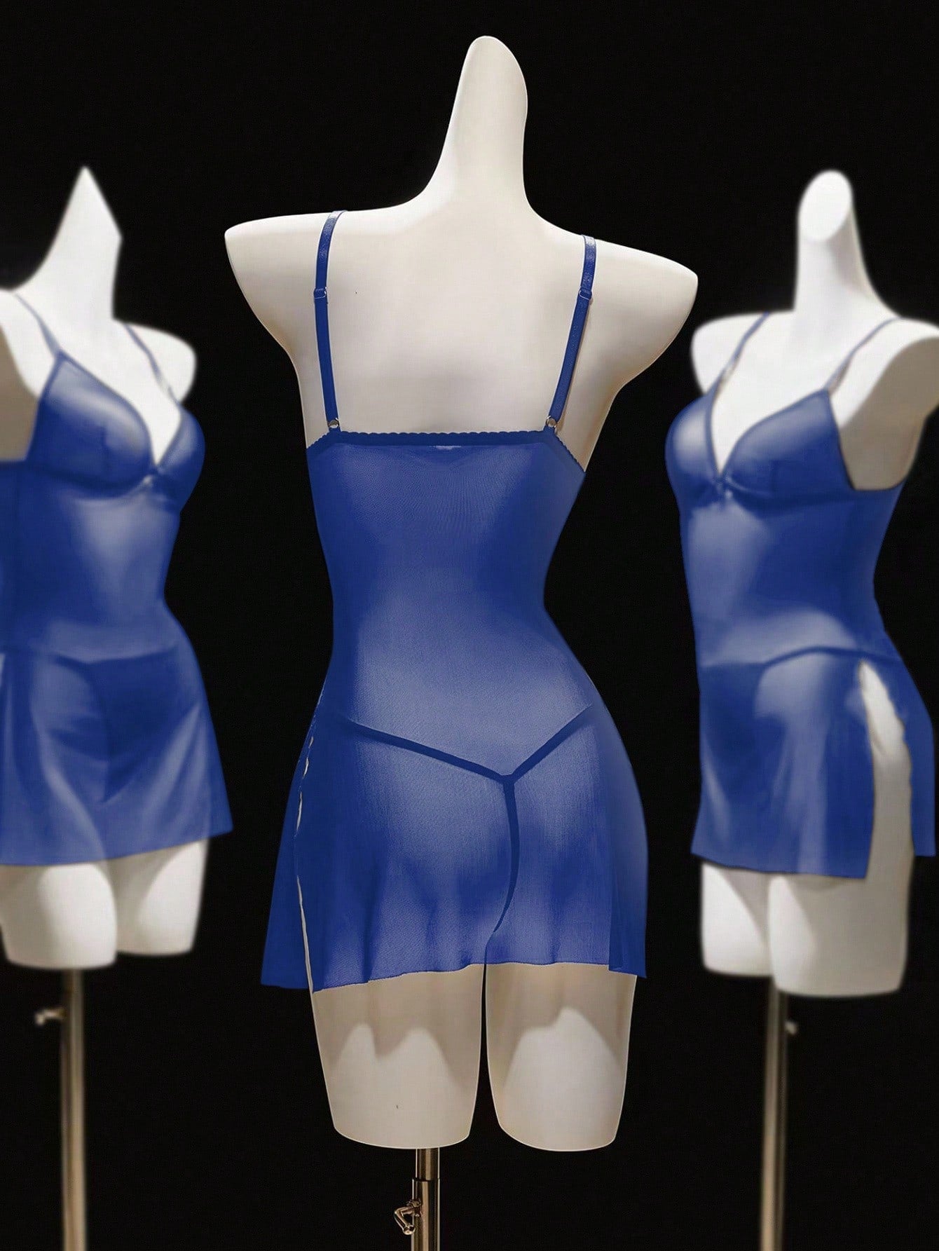 2pcs/Set Women's Wireless Sexy Mesh Lingerie, Including Camisole Dress For Going Out