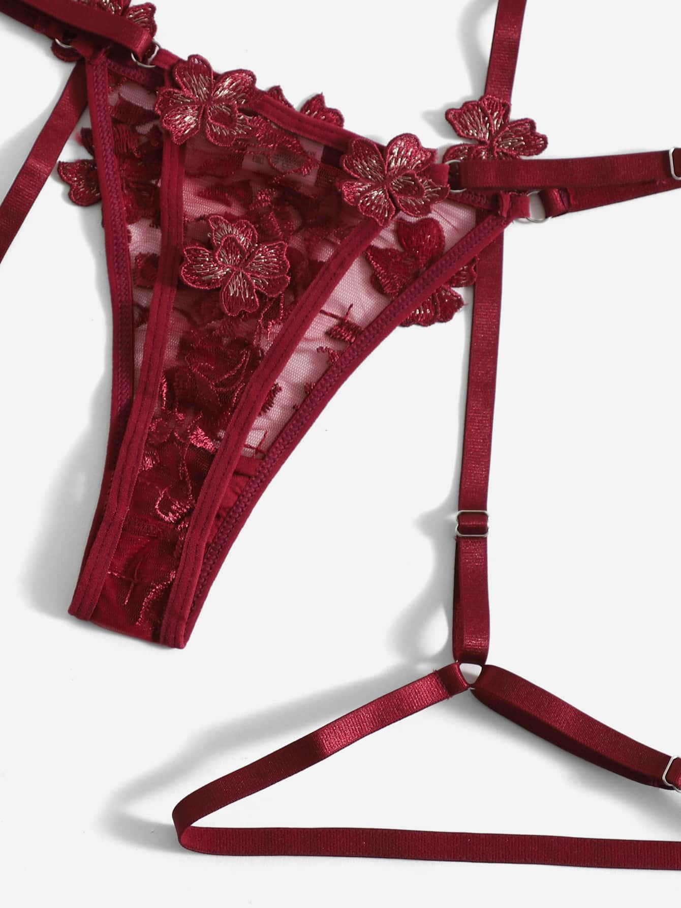 Women’s Floral Embroidery Outfit Set With Strap Detail