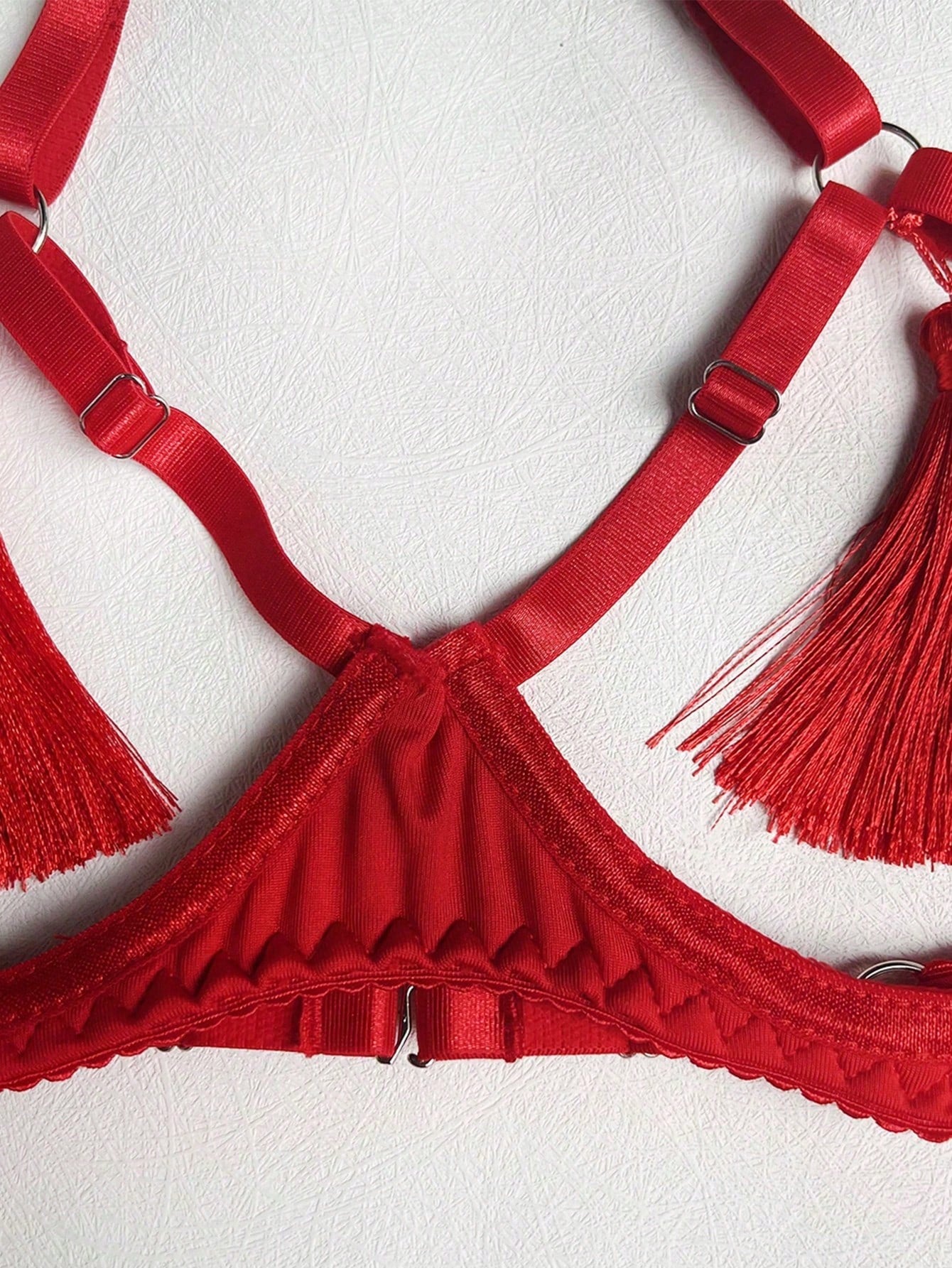 Fringe Satin Style Two-Piece Outfit Set For Celebration