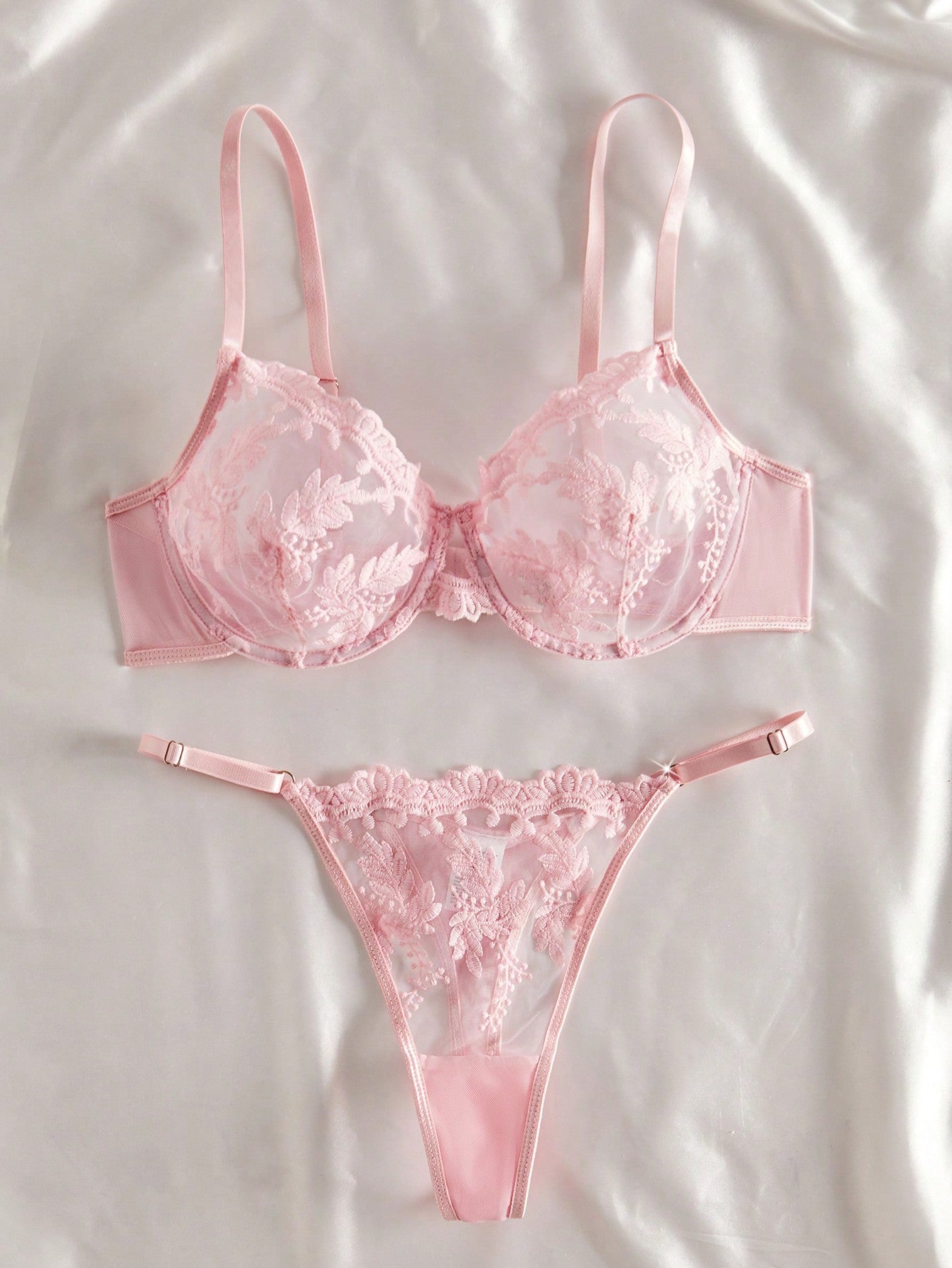 Women’s Floral Embroidered Top And Bottom Set