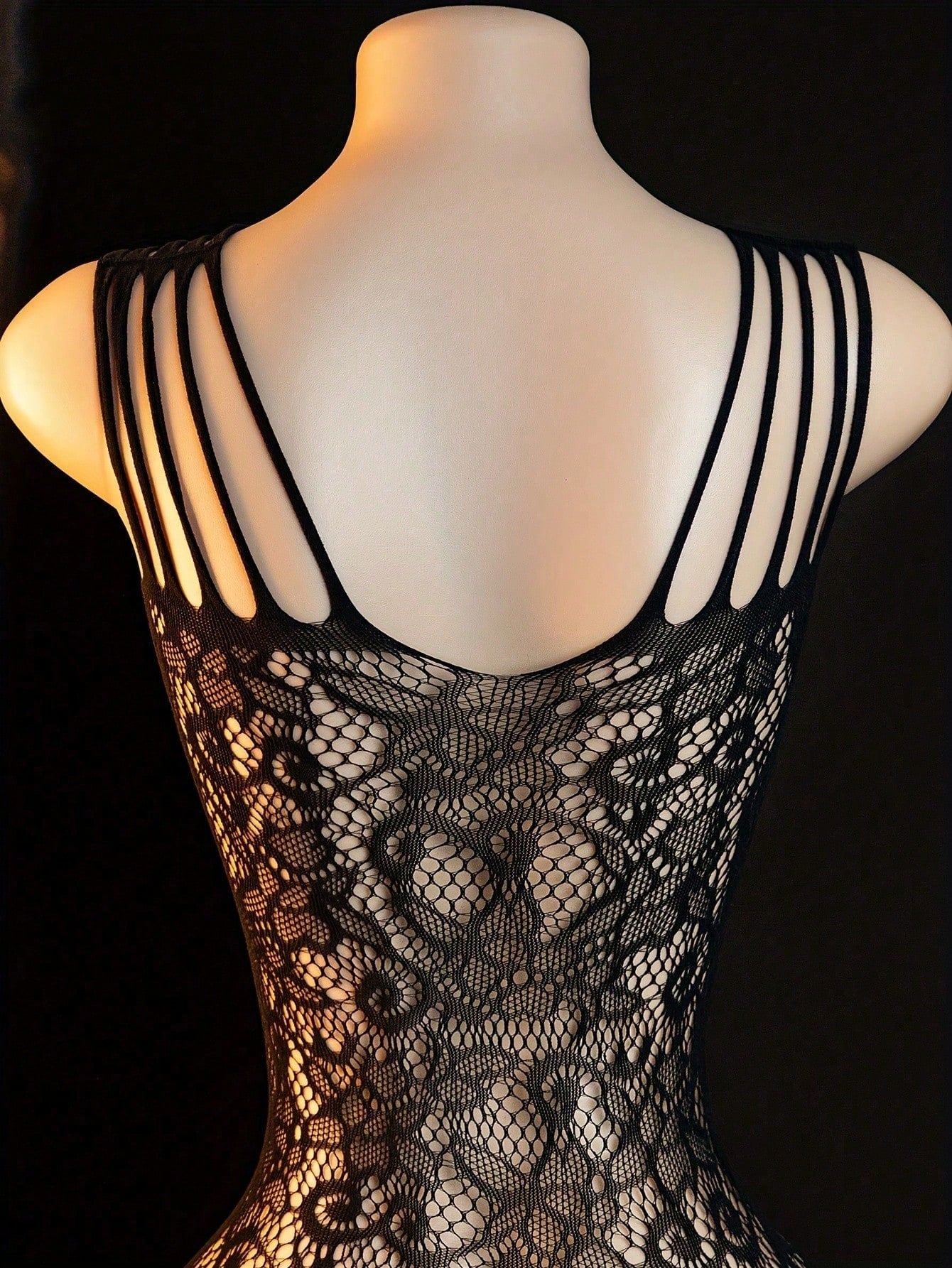 Floral Lace Crotch Jumpsuit See-Through Mesh Lingerie