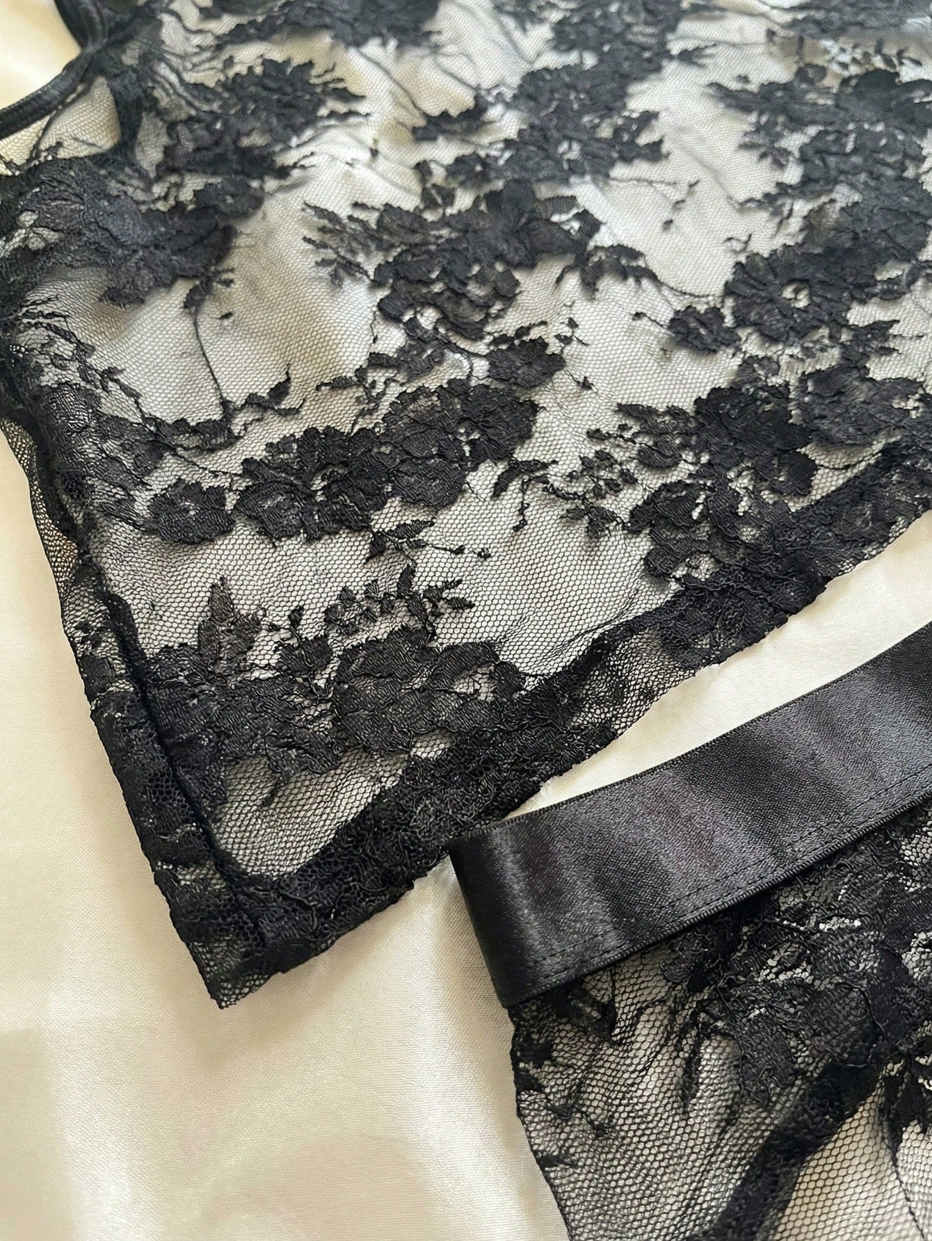 Men’s Black Lace Patchwork Outfit Set 2 Pieces