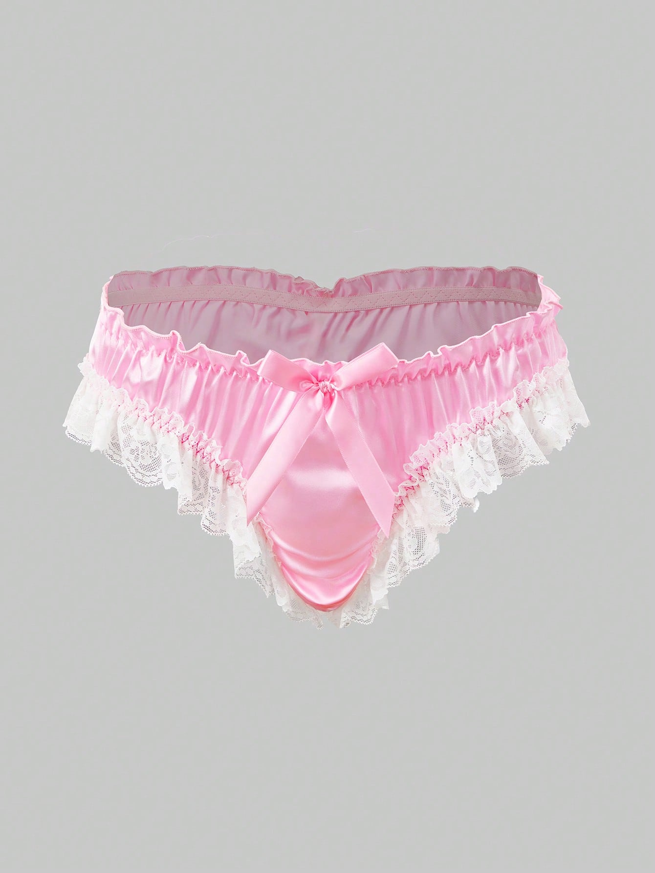 Men’s Casual Shorts With Contrast Lace Trim And Bow Detail