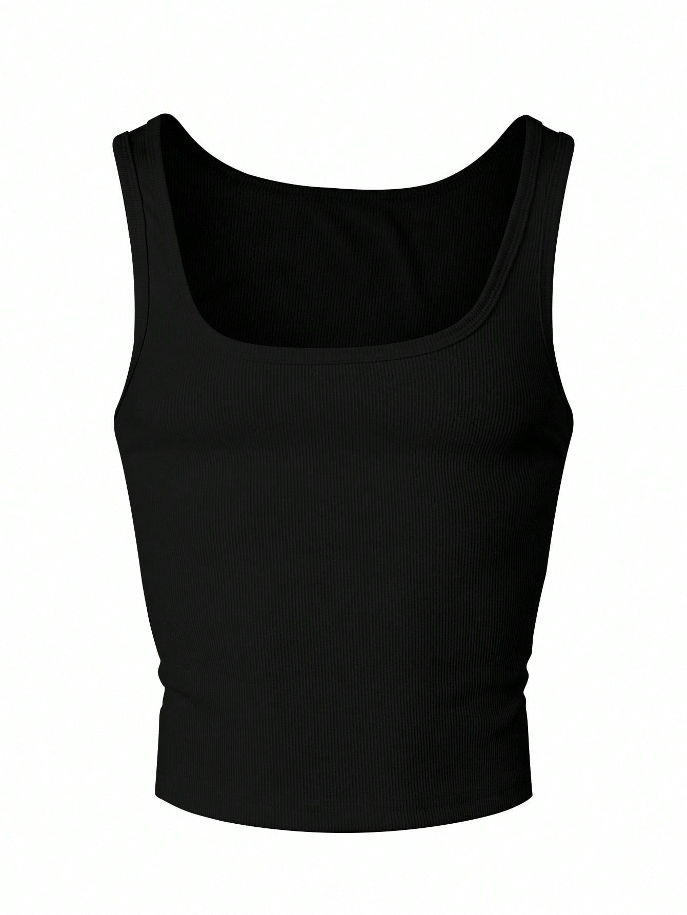 Men's Solid Color Cutout Round Neck Slim Fit Tank Top