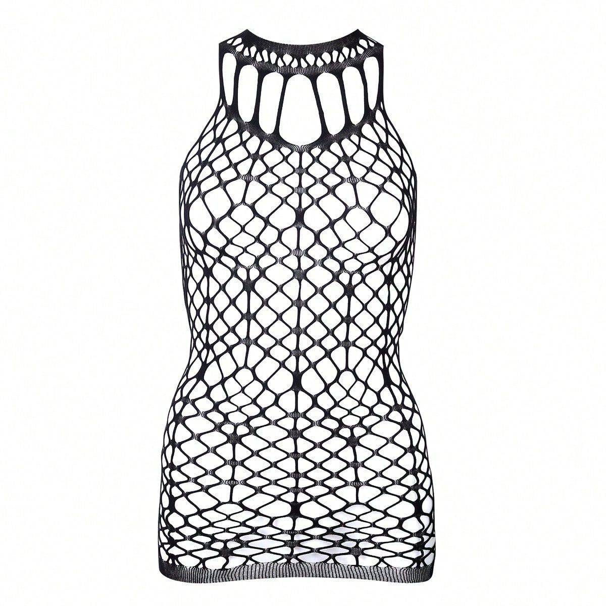 Fishnet Mesh Camisole Slip Dress Lace Jumpsuit