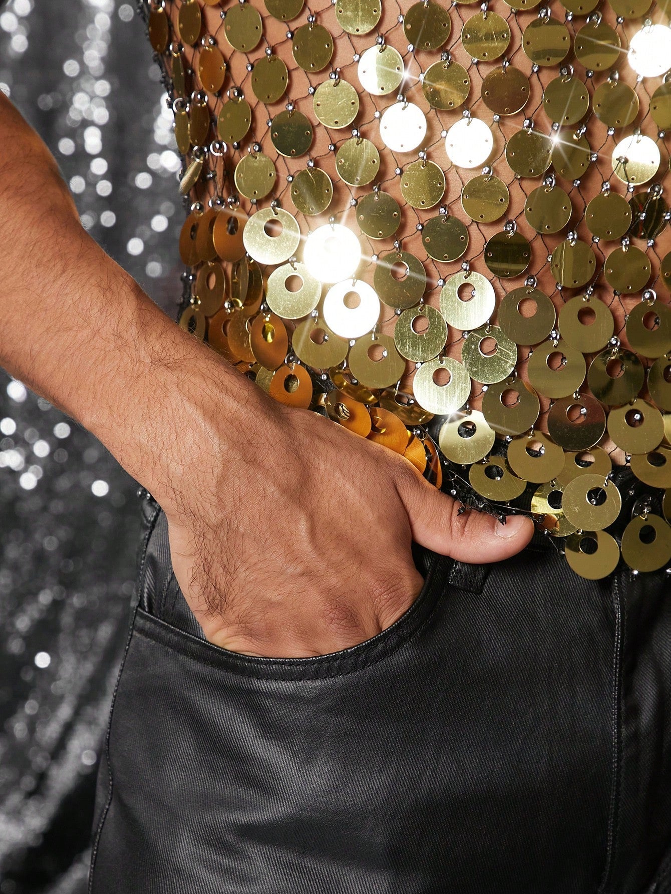Men's Shiny Sequin Tank Top