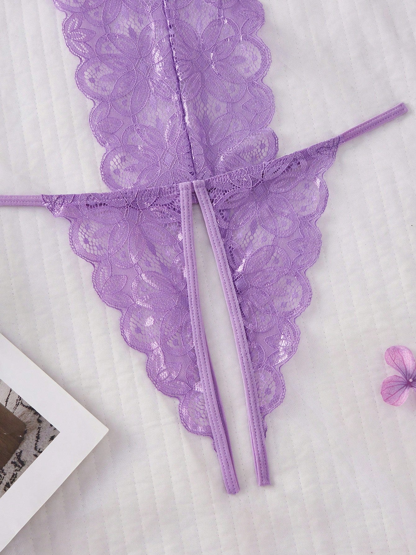 Women’s Purple Embroidered Outfit Set With Bow Detail