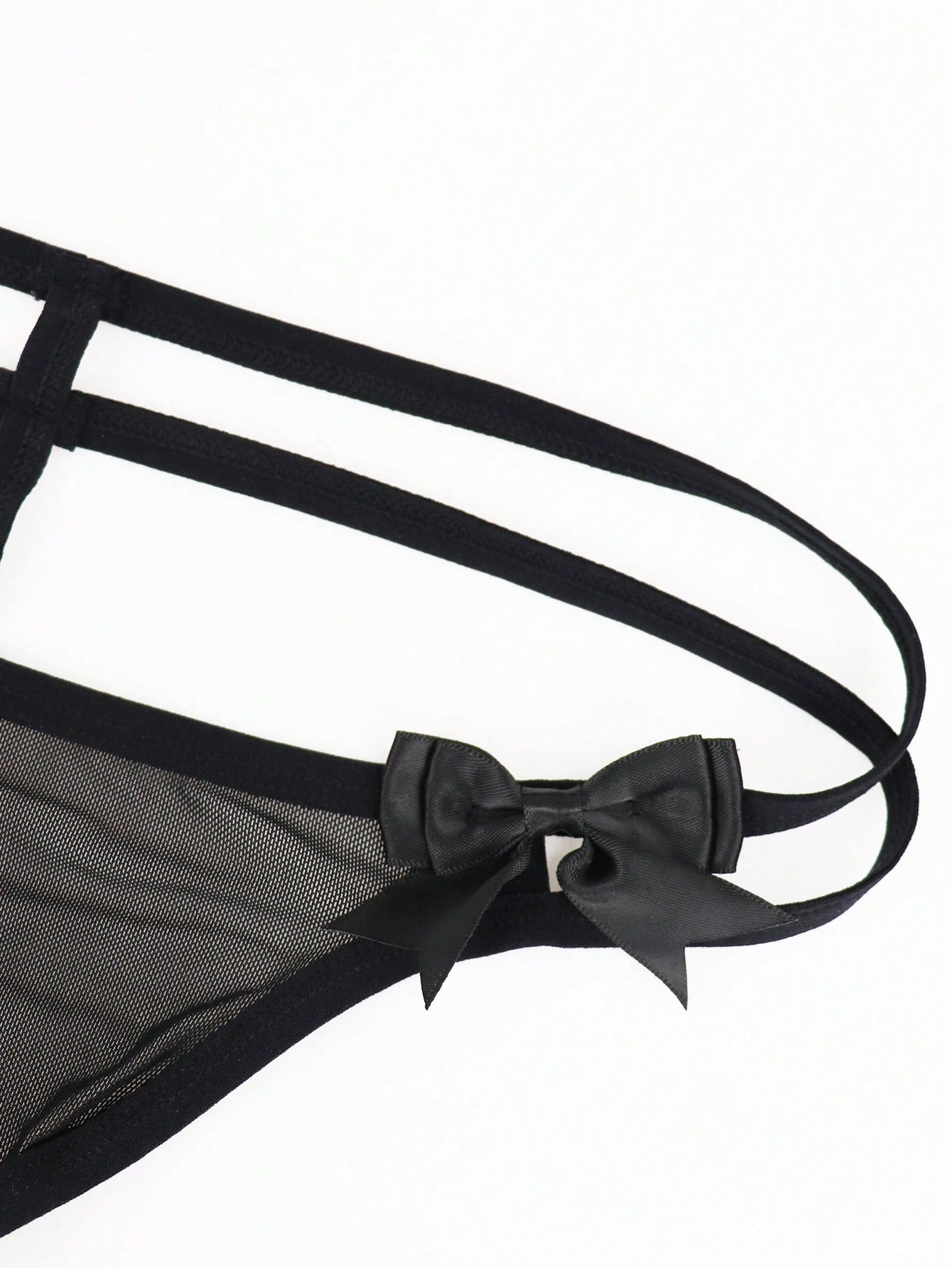 Men’s Black Mesh Shorts With Bow Accent And Cutout Design