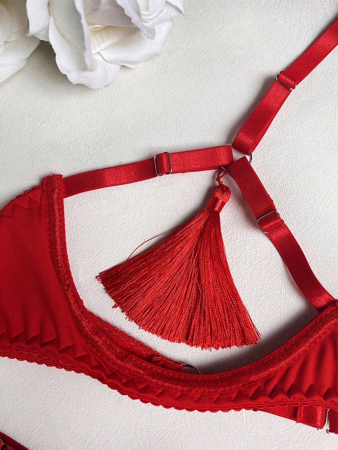 Fringe Satin Style Two-Piece Outfit Set For Celebration