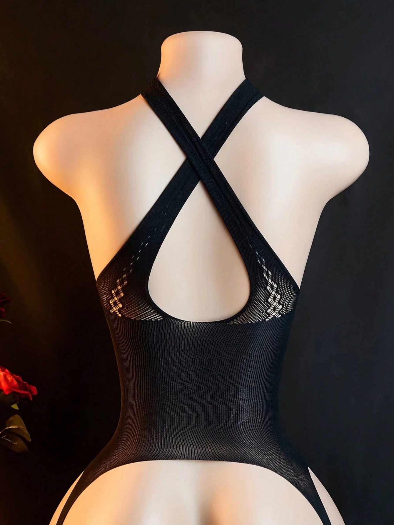 Sexy Body Suit With Short Sleeves, Women's Semi-Transparent Black Body Suit With Flower Pattern, Super Elastic Semi-Transparent Body Suit, Sexy Body Suit Underwear, Rave For Going Out