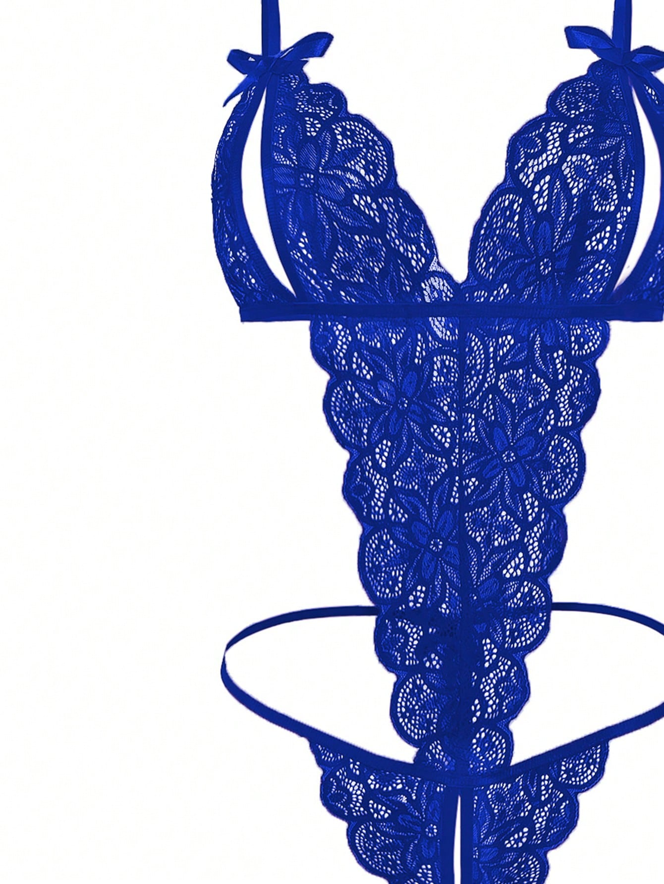 Women Floral Lace Teddy Bodysuit With Scallop Trim Detail, Lightweight Lace Fabric Construction, One-Piece Design With Clean Edges, Flexible Fit, Suitable For General Wear And Styling Use