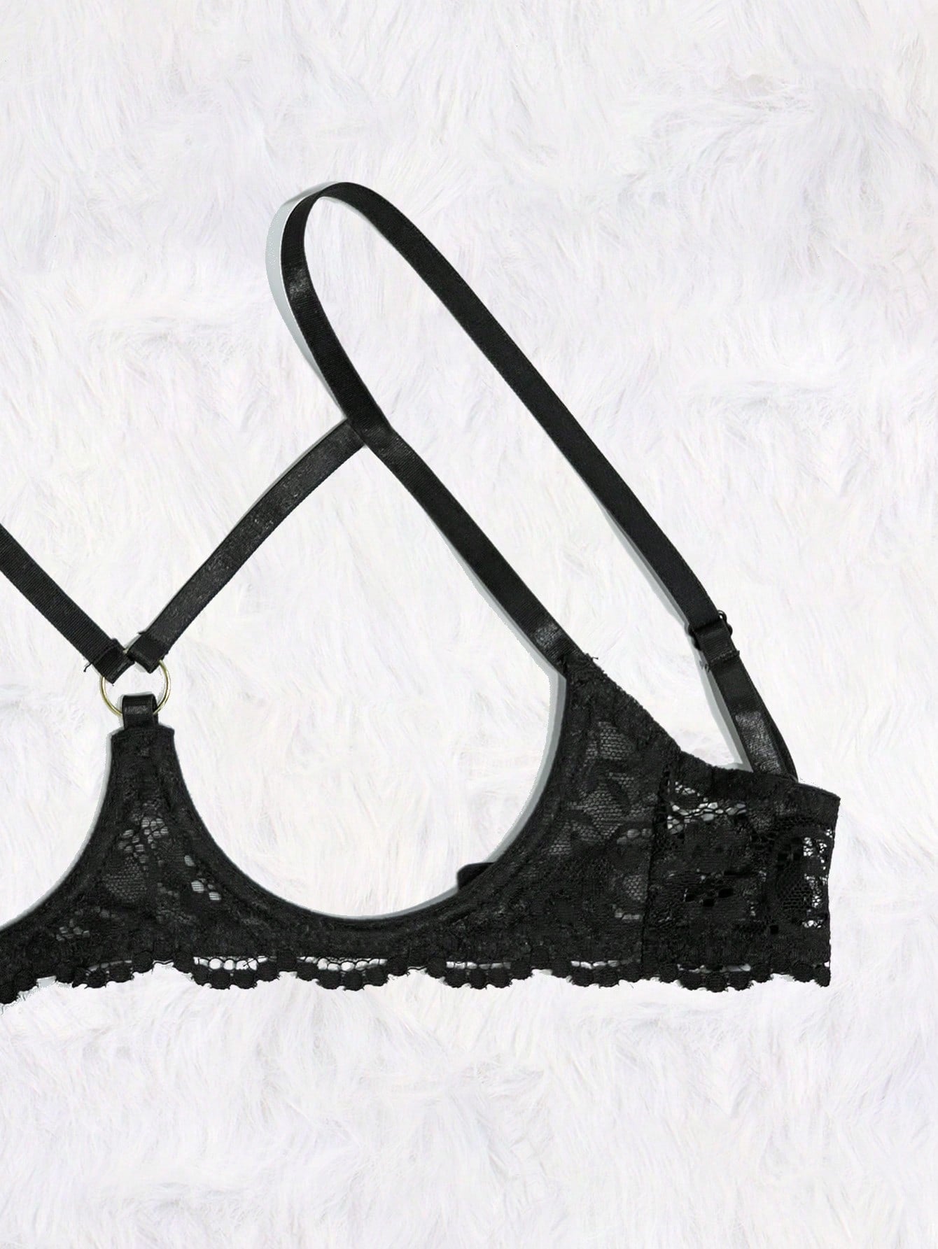 Women's Black Sexy Lace Lingerie Set - Featuring Bowknot Decor Bralette & Open Crotch Lace Tanga Panties For Going Out
