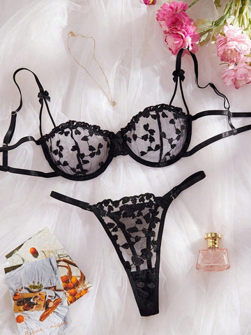 Women’s 2pcs Bow Embroidered Outfit Set