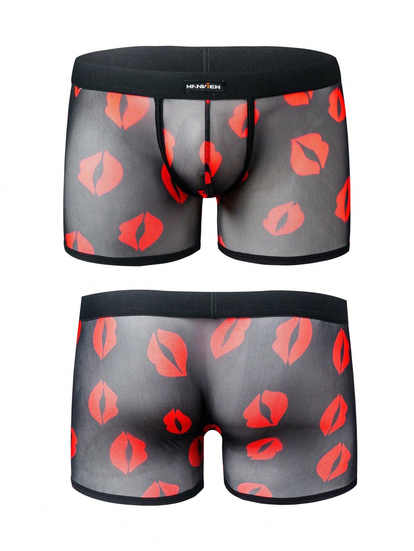 Men’s Casual Shorts With Lip Print Jacquard Waist Detail
