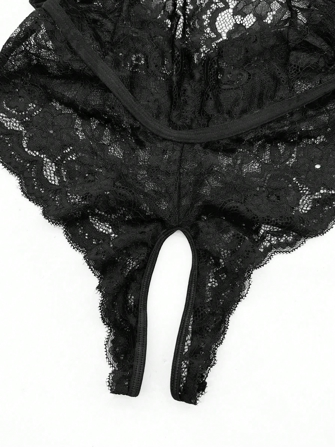 Floral Lace Plunging Neck Backless Teddy Bodysuit Lingerie Underwear Outer, Baddie Look