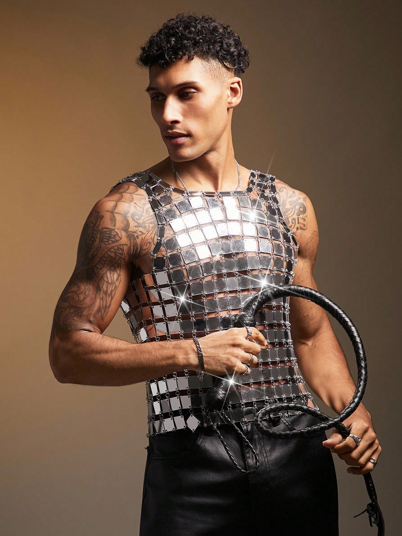 Men's Hollow-Out Back Chain Detail Tank Top