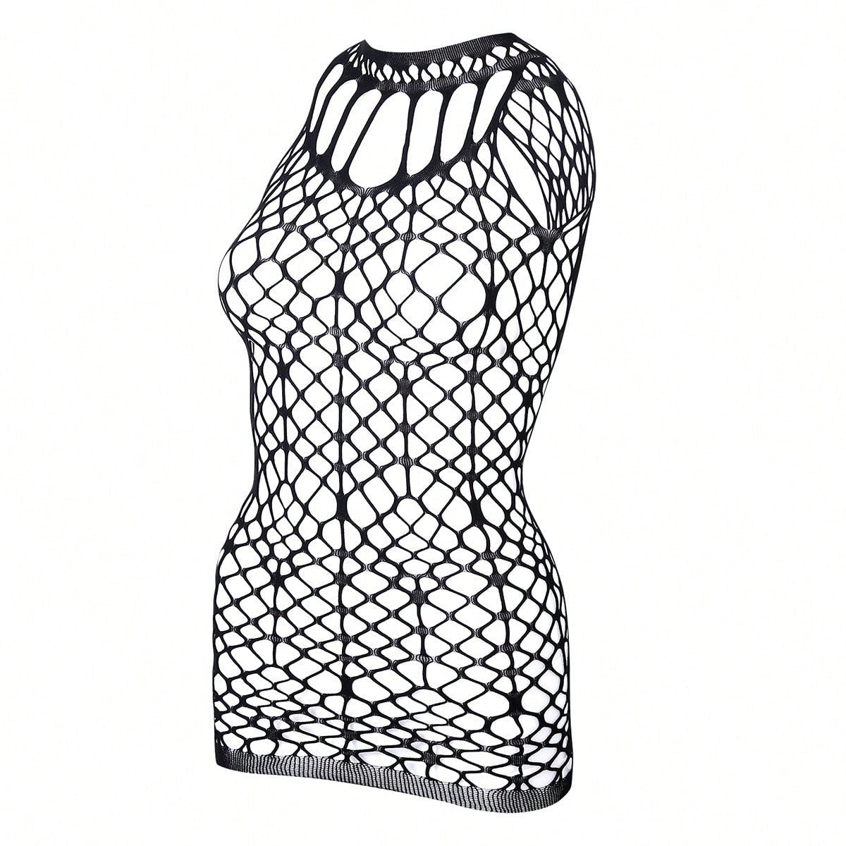 Fishnet Mesh Camisole Slip Dress Lace Jumpsuit