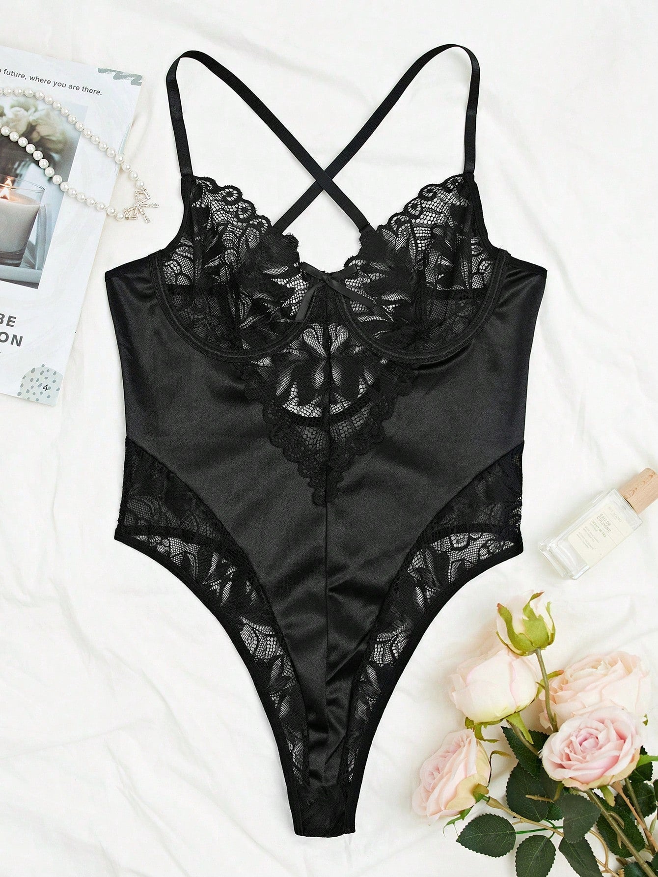 Cross Strap Lace Sexy Bodysuit Lingerie