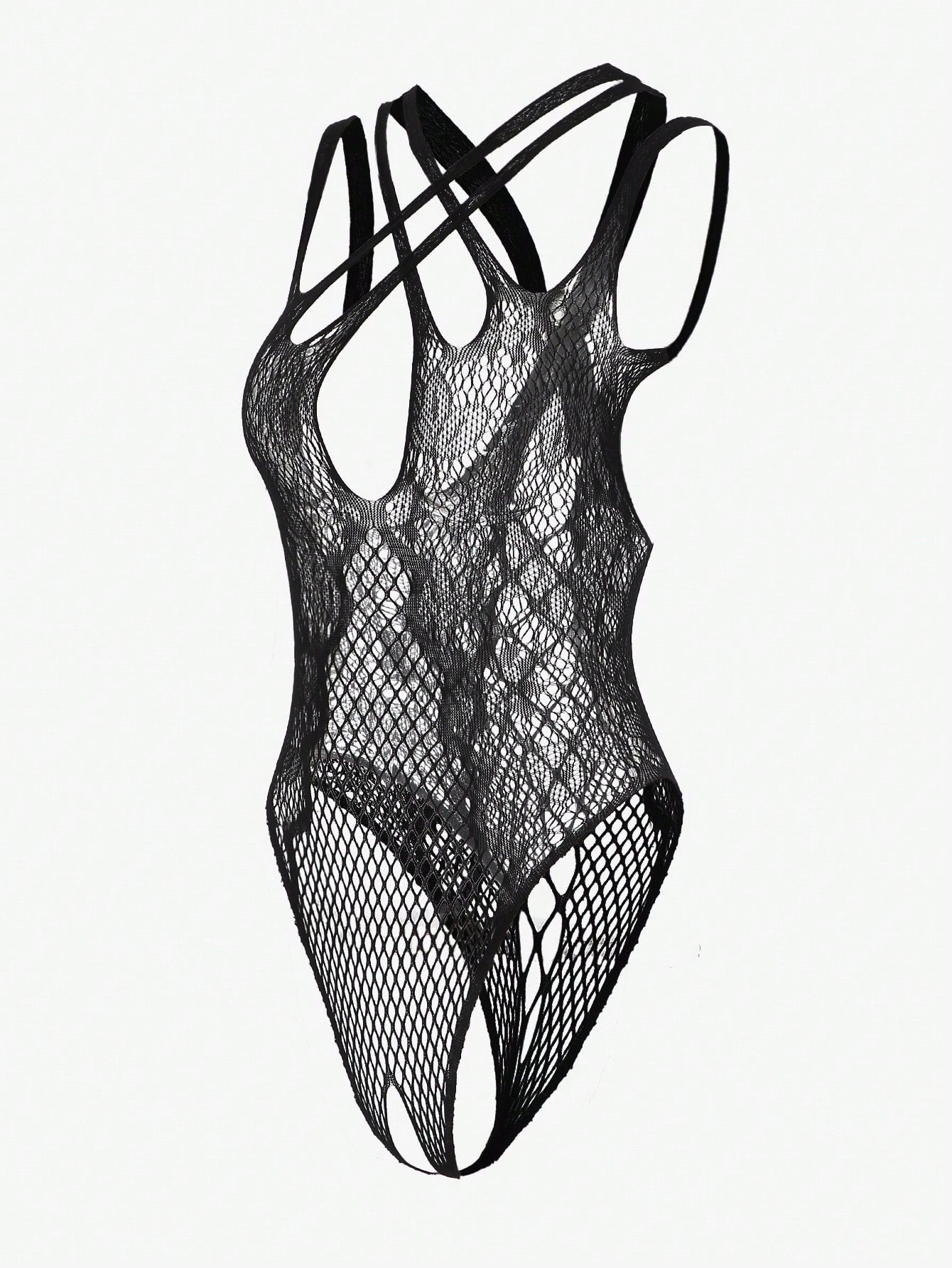Crisscross Hollow Out Teddy Bodysuit Without Liner