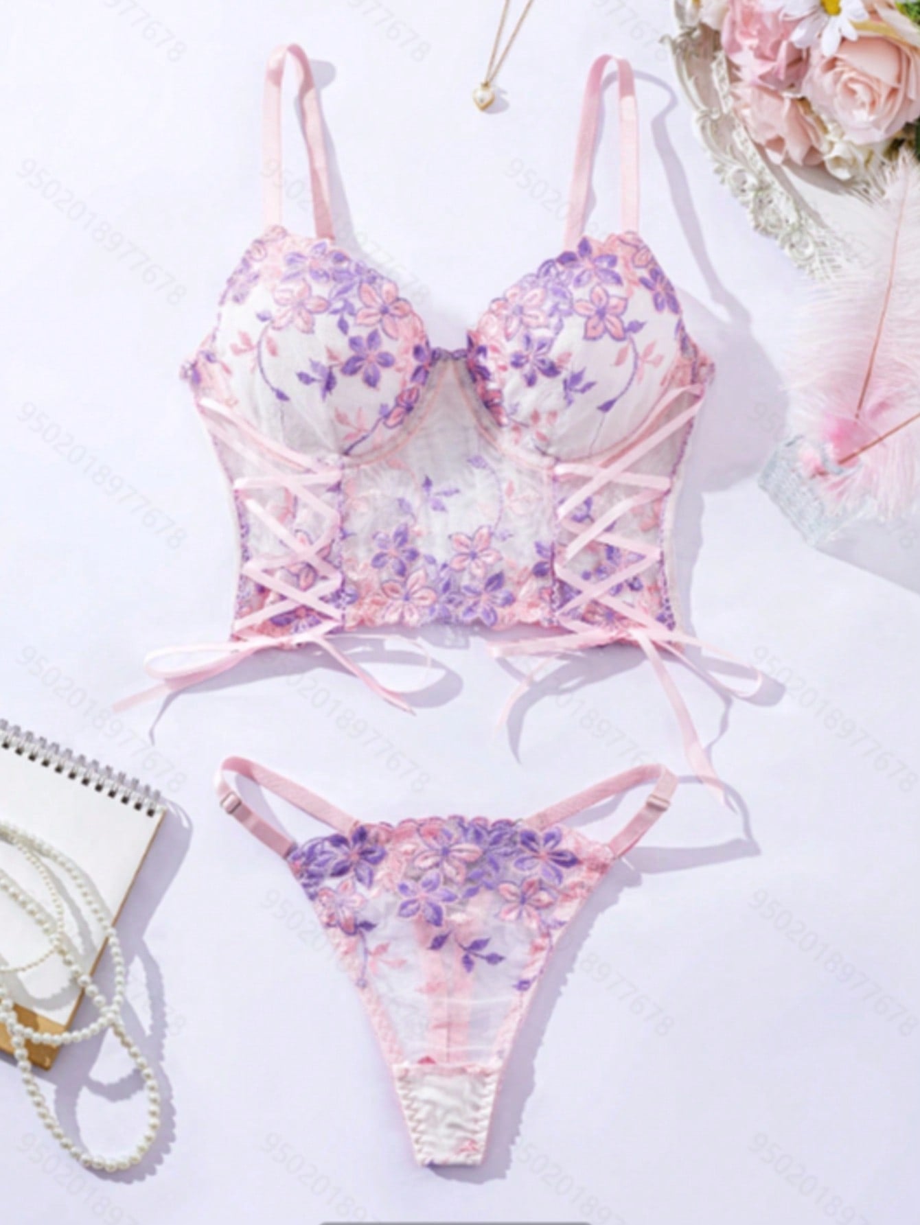Women’s 2pcs Embroidered Camisole Top And Matching Piece