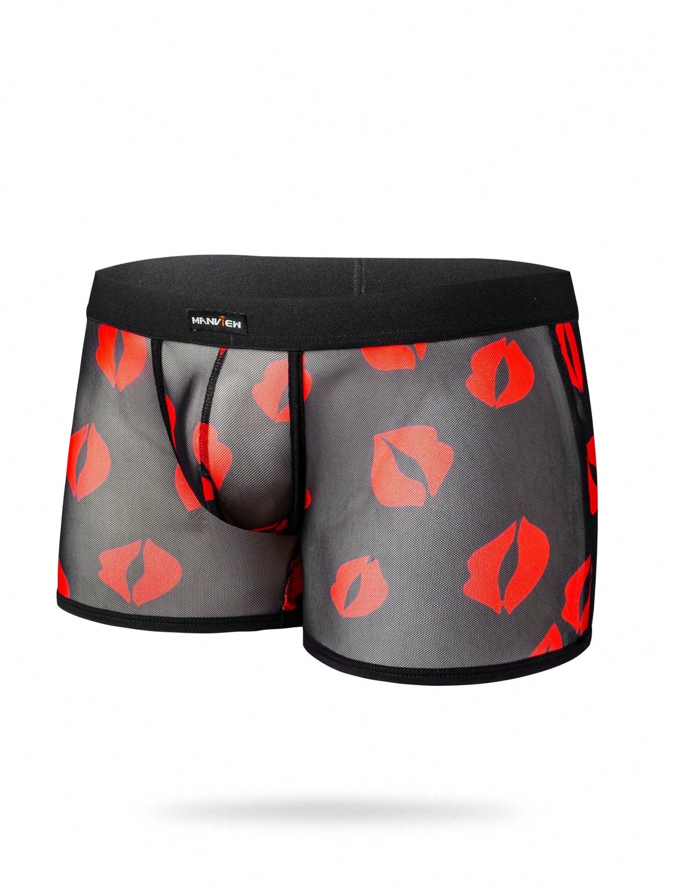 Men’s Casual Shorts With Lip Print Jacquard Waist Detail