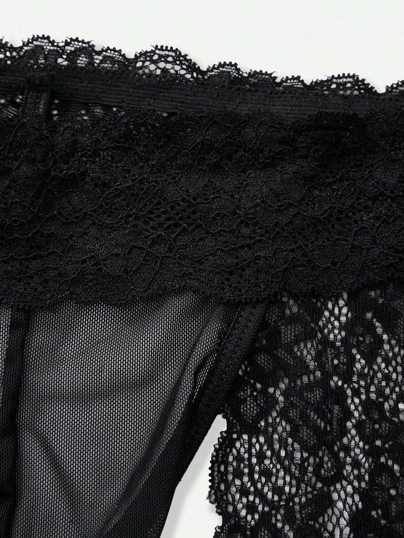 Men’s Low Rise Black Shorts With Lace Waist Detail