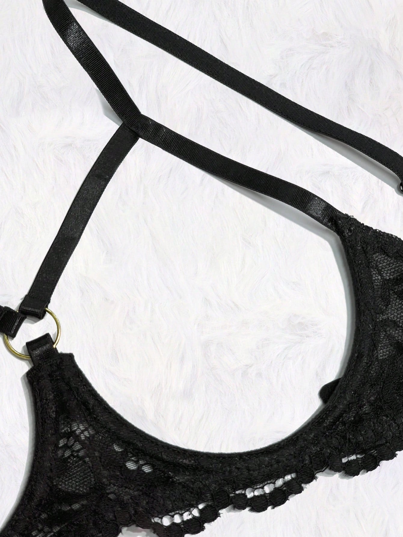 Women's Black Sexy Lace Lingerie Set - Featuring Bowknot Decor Bralette & Open Crotch Lace Tanga Panties For Going Out