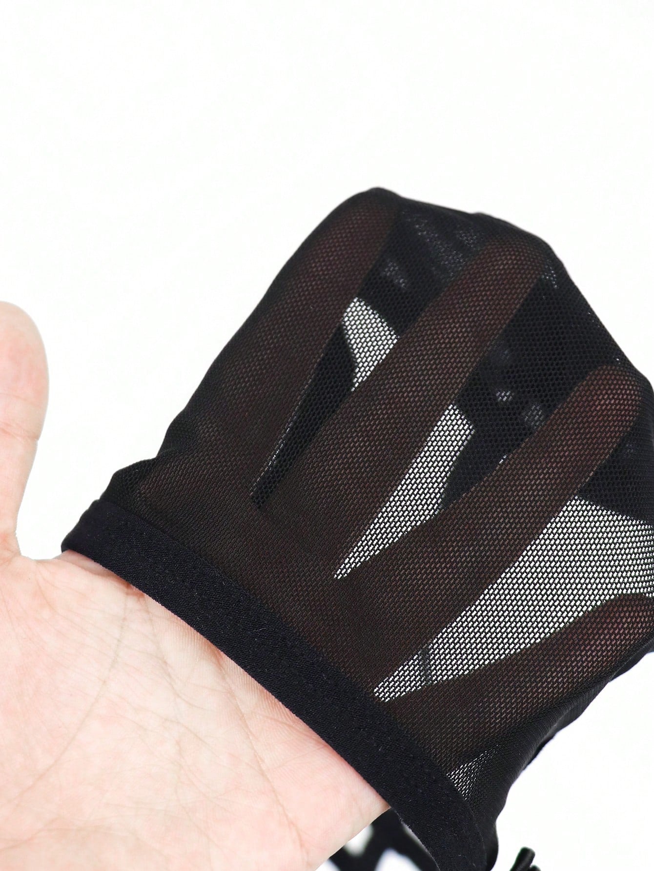 Men’s Black Mesh Shorts With Bow Accent And Cutout Design