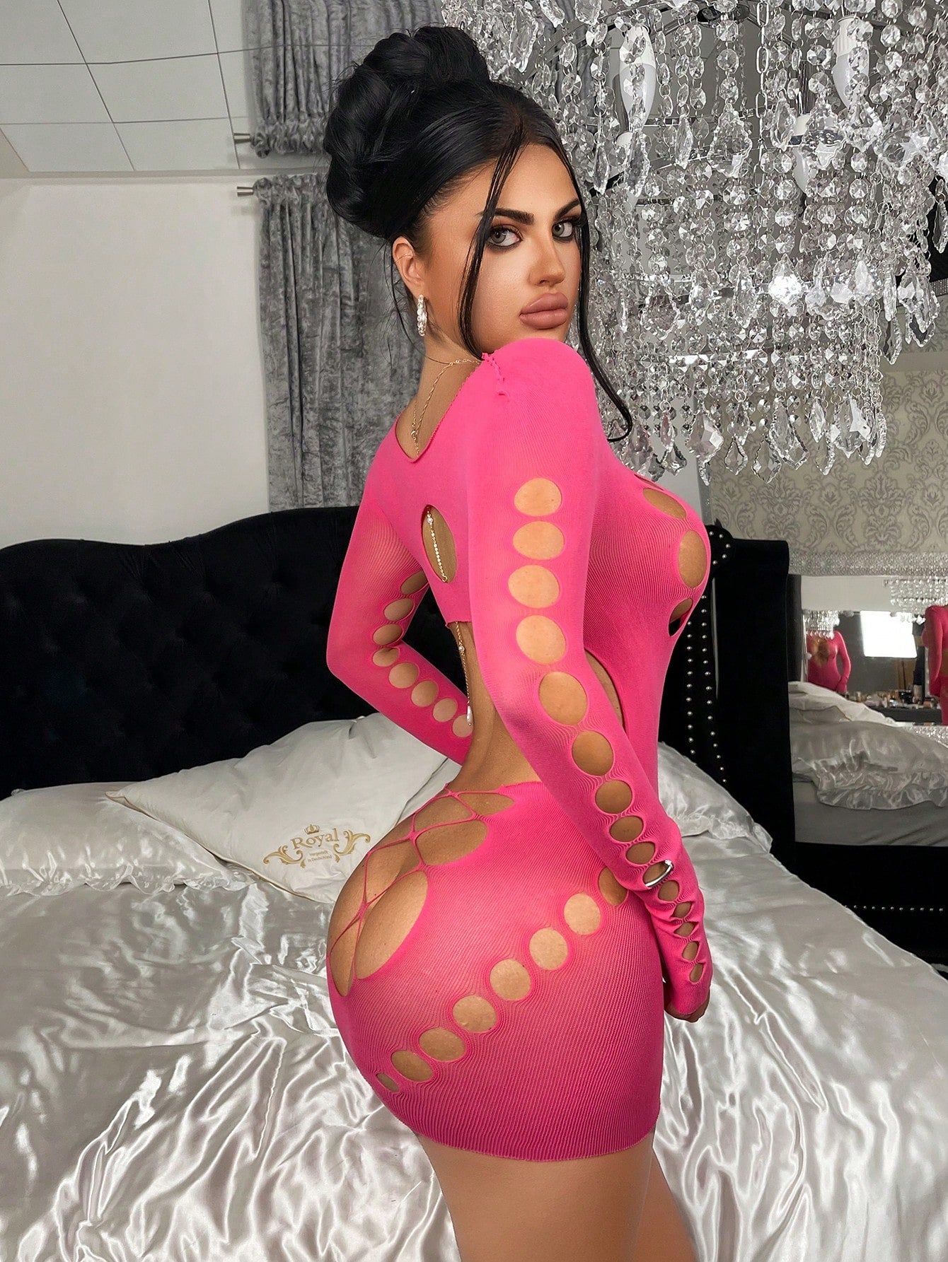 Women’s Fuchsia Stretch Fit Party Dress For Night Out