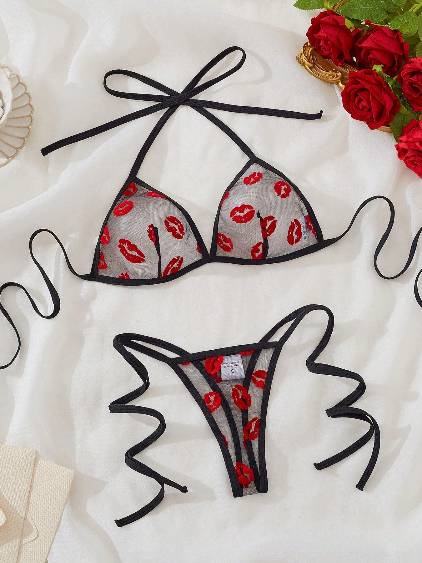Women’s Lip Print Pattern Outfit Set