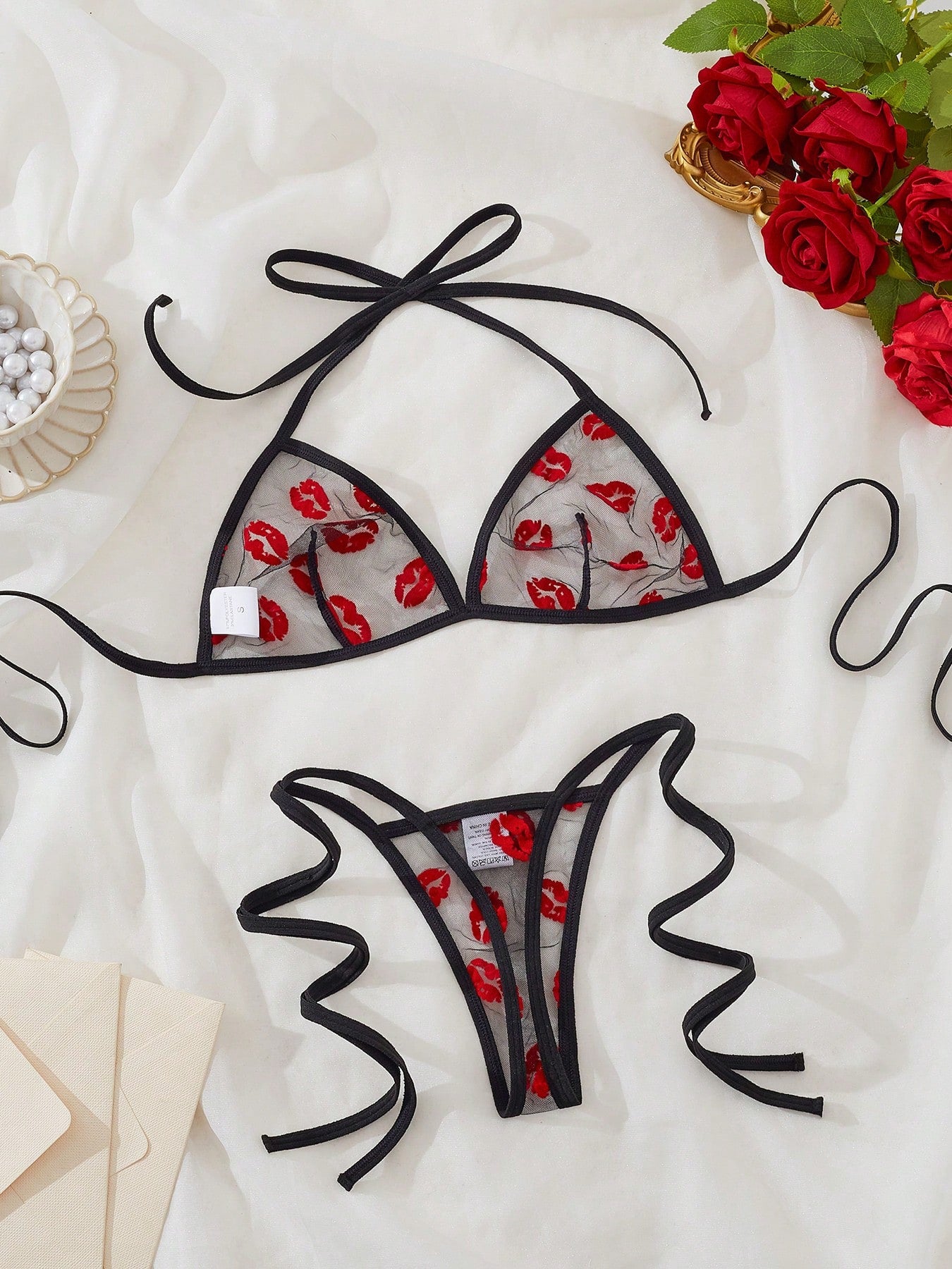 Women’s Lip Print Pattern Outfit Set