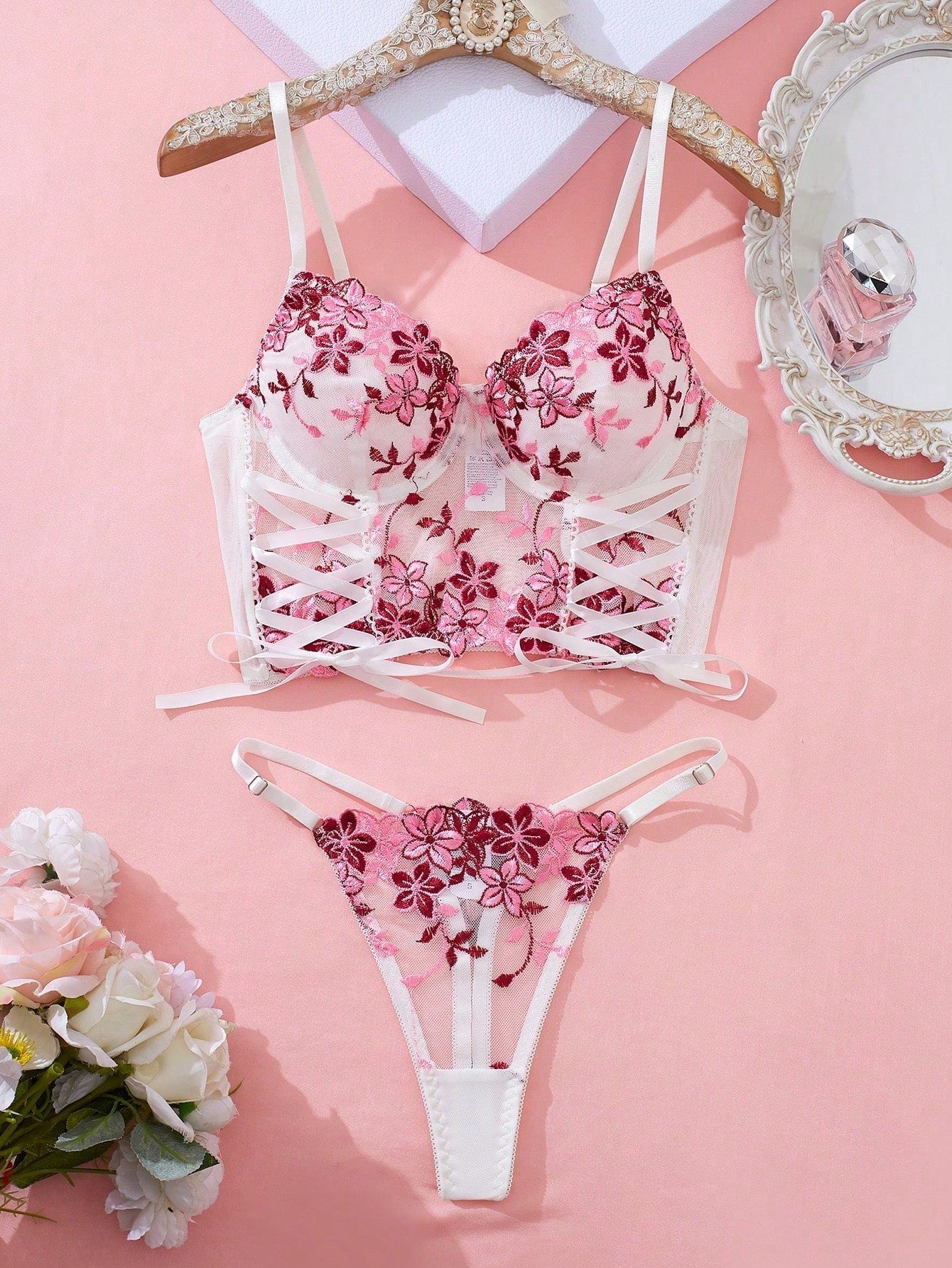 Women’s 2pcs Embroidered Camisole Top And Matching Piece