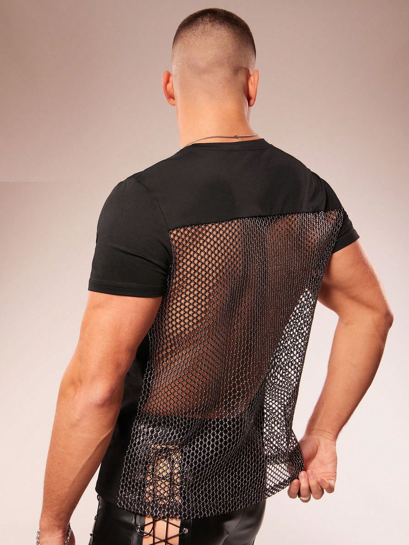 Men's Mesh Round Neck Short Sleeve T-Shirt