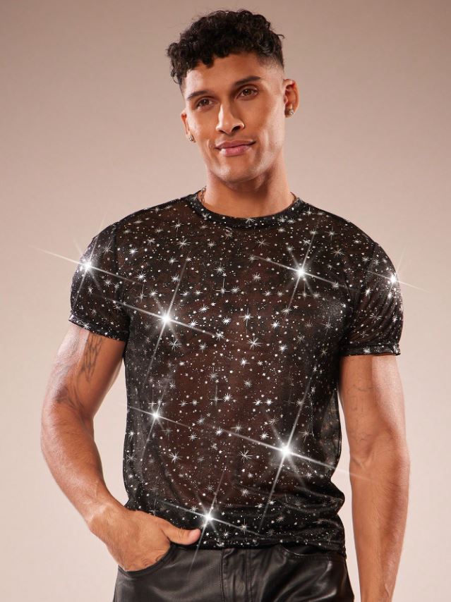 Men's Mesh Round Neck Short Sleeve T-Shirt