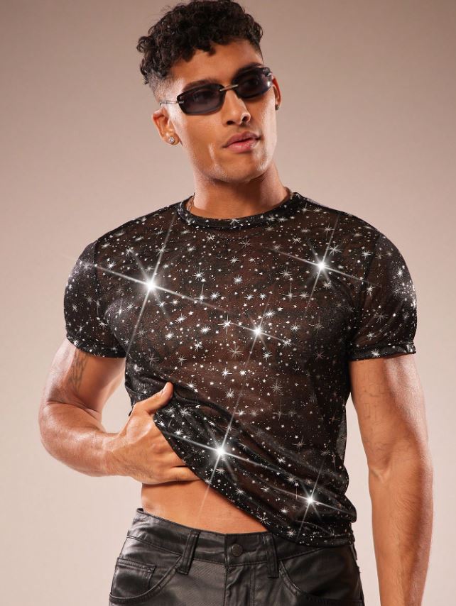 Men's Mesh Round Neck Short Sleeve T-Shirt