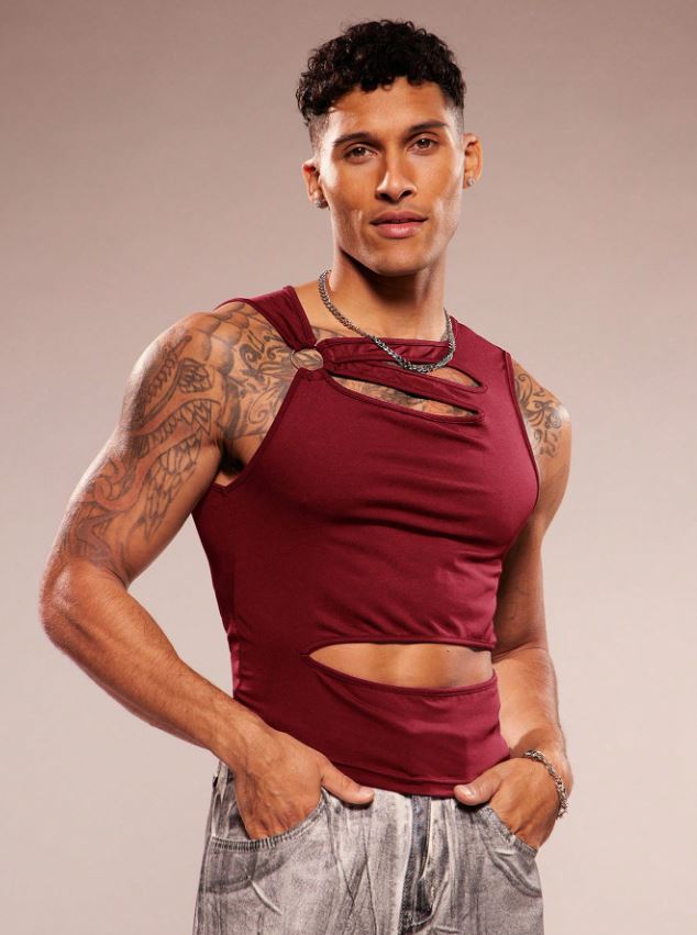 Men's Sleeveless Crew Neck Hollow-Out Knit Top