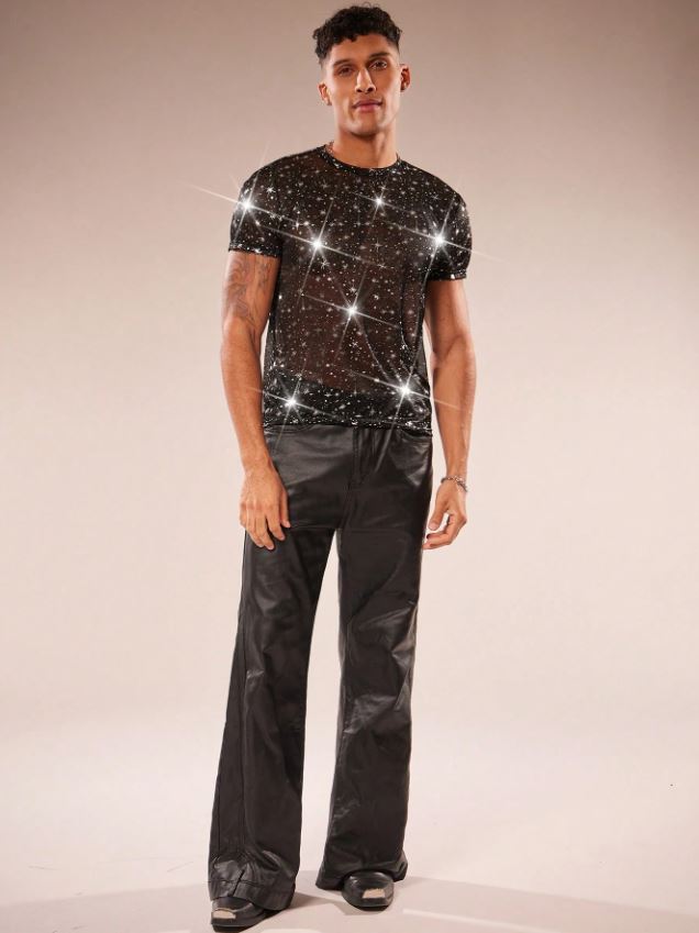 Men's Mesh Round Neck Short Sleeve T-Shirt