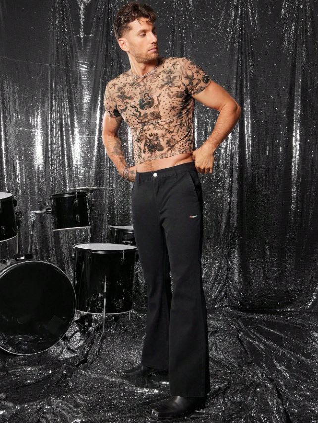 Men's Rhinestone Embellished Crew Neck Short Sleeve T-Shirt