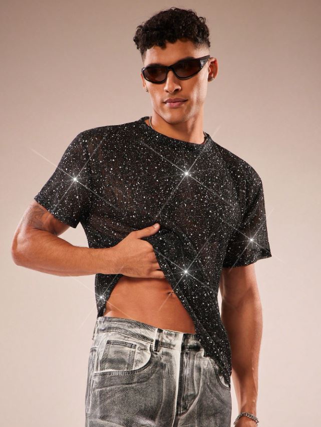 Men's Mesh Round Neck Short Sleeve T-Shirt