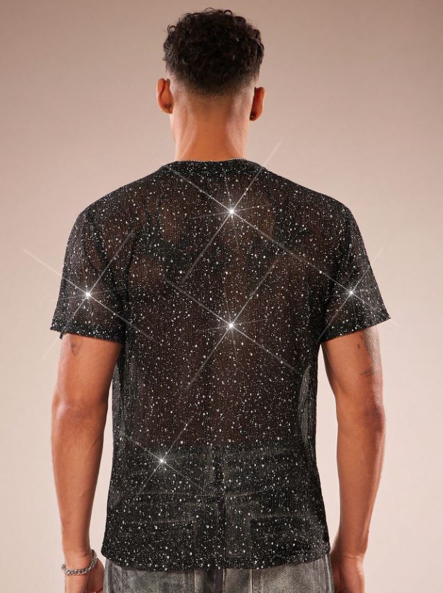 Men's Mesh Round Neck Short Sleeve T-Shirt