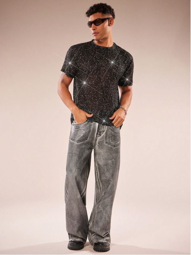 Men's Mesh Round Neck Short Sleeve T-Shirt